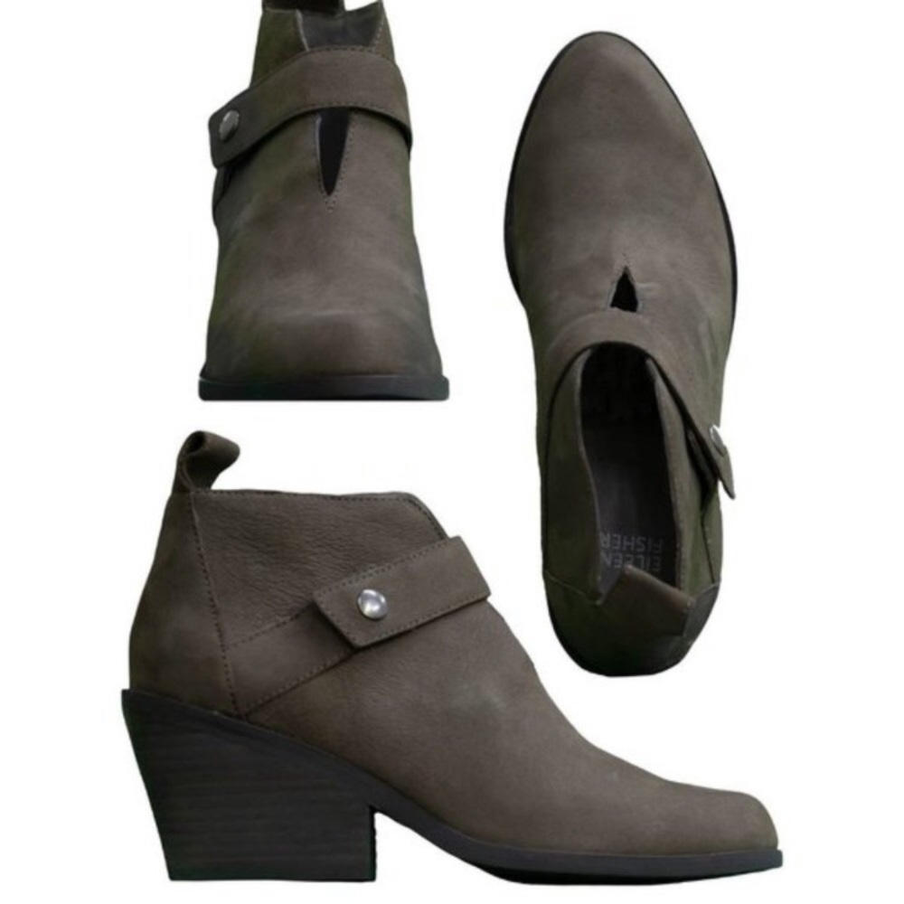 Eileen Fisher Tempo Bootie in Graphite Nubuck